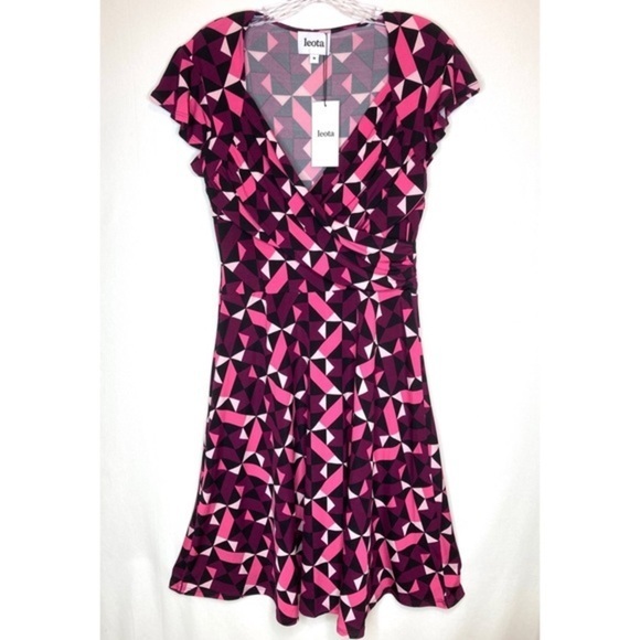 NWT Leota pink sweetheart wrap midi dress Medium M - Picture 4 of 8